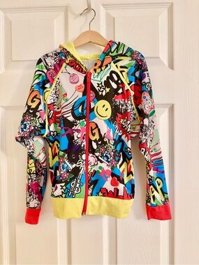Size SC small child Revolution Dancewear Pop Art Grafitti Zip Up Jacket